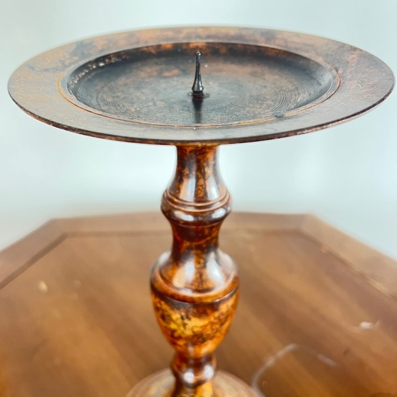 Vintage 10 inch Tall Metal Candle Holder Candlestick Rustic Decor - Picture 7 of 10